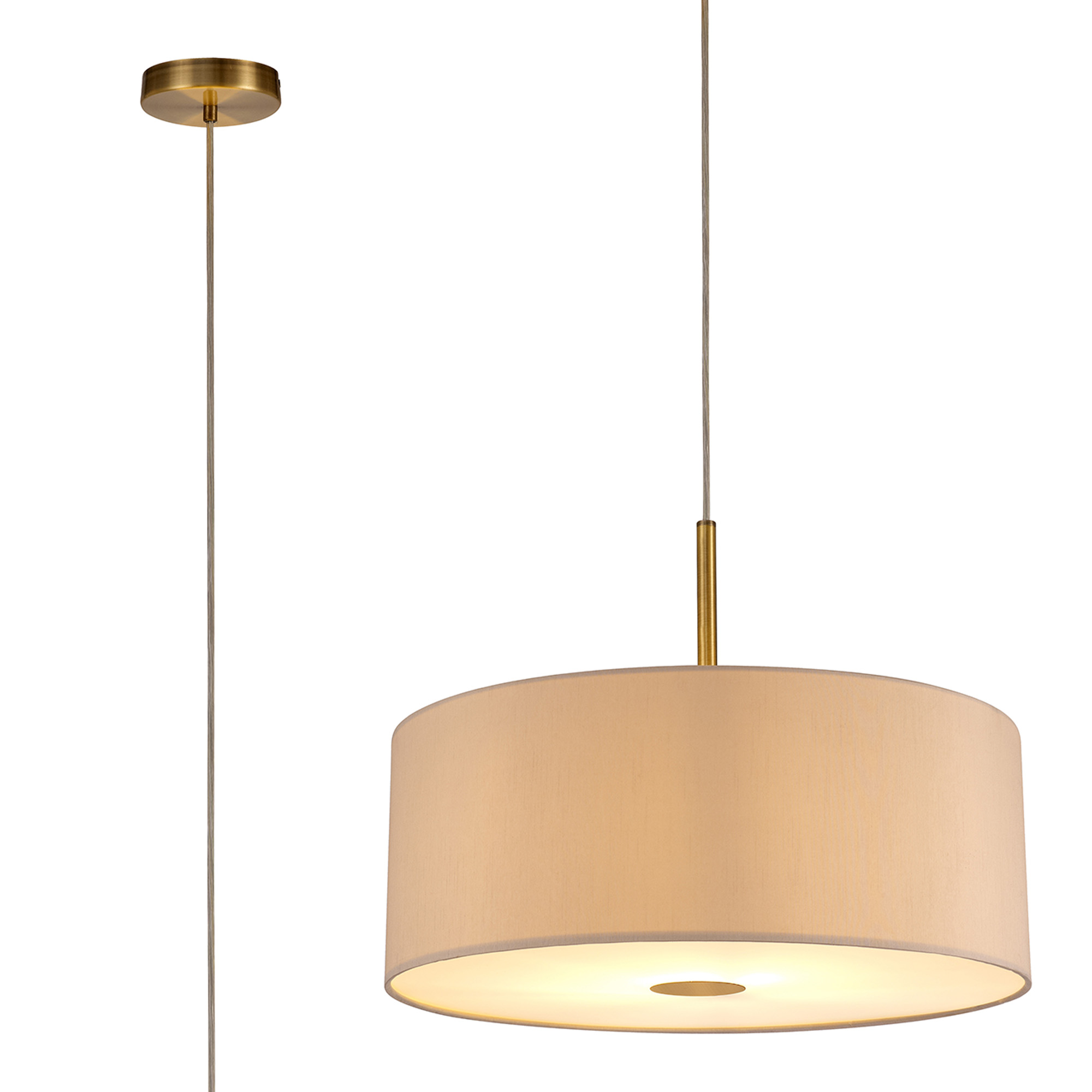 Baymont 50cm Pendant 1 Light Antique Brass, Nude Beige/Moonlight, Frosted Diffuser